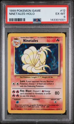1999 POKEMON BASE SET UNLIMITED #12 NINETALES-HOLO PSA 6 - Image 1