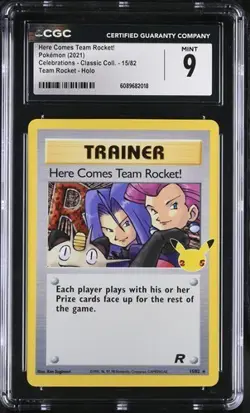 ✨✨ CGC 9 Here Comes Team Rocket! Holo 15/82 Pokemon Celebrations - Image 1