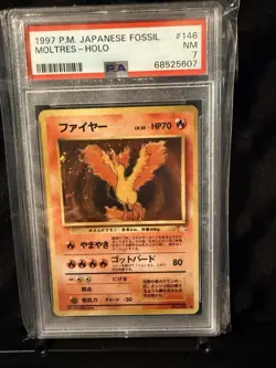 1997 P.M. Pokemon Japanese Fossil Moltres Holo Card #146 PSA 7 NM - Image 1