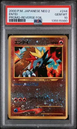 2000 POKEMON JPN NEO 2 PROMO REVERSE FOIL #244 ENTEI PSA 10 - Image 1