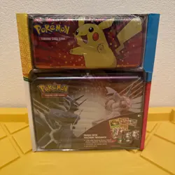 NEW IN PACK -Pokemon Pencil Case/Treasure Chest 2 Tin Set - 7 packs, 3 Holograms - Image 1