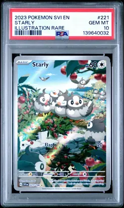 2023 POKEMON SVI EN-SCARLET & VIOLET ILLUSTRATION RARE #221 STARLY PSA 10 - Image 1