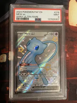 Pokemon Mew ex Shiny Ultra Rare Holo SV: Paldean Fates 216/091 PSA 9 - Image 1
