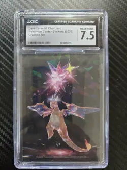 Pokemon Center 2023 Terastal Charizard Cracked Ice Sticker CGC 7.5 - Image 1