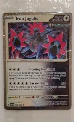 Pokemon Paradox Rift Iron Jugulis 158/182 Cosmos Holo Sealed Exclusive - Image 2