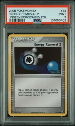 2005 Pokemon EX Unseen Forces PSA 9 MINT 'Energy Removal 2' 82/115 STAMPED ERROR - Image 1