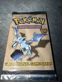 Pokemon WOTC Fossil Unlimited Booster Pack Vintage Sealed TCG Aerodactyl - Image 1