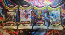 Pokemon: Lost Origin - Sleeved Booster Packs Full Art Set of 4 Sealed - Image 1
