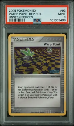 2005 Pokemon EX Unseen Forces PSA 9 MINT Warp Point 93/115 INVERTED HOLO ERROR - Image 1