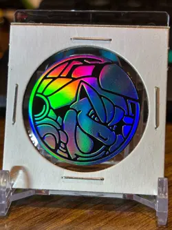 Pokemon TCG coin Mega Blastoise blue rainbow holo - Image 1