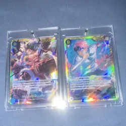 Bandai One Piece CCG 2 Card Lot Holo Monkey D. Luffy, Koby - Image 1