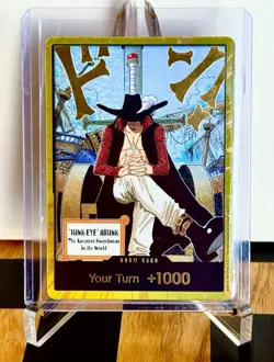 DON!! Card (Dracule Mihawk) (Gold) The Azure Sea's Seven Foil - Image 1