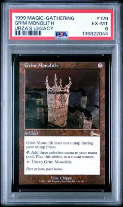 1999 MAGIC THE GATHERING URZA'S LEGACYGRIM MONOLITH 126 PSA 6 - Image 1