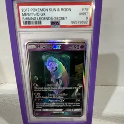 Pokemon Mewtwo GX Secret Rare Full Art Holo Shining Legends 78/73 PSA 9 - Image 1