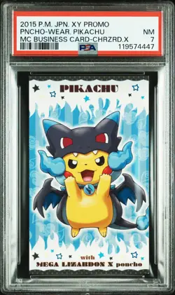 PSA 7 Pokemon Japanese XY Promo Poncho Pikachu Charizard Mc Business Card 2015 - Image 1