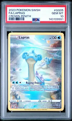 2023 POKEMON SWORD & SHIELD CROWN ZENITH #GG05 FULL ART/LAPRAS PSA 10 - Image 1