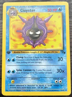 1st Edition Cloyster 32/62 Pokemon TCG WOTC Base Set Fossil Uncommon LP - Image 1