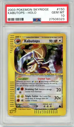 Pokemon Kabutops Crystal #150 Skyridge Crystal Holo PSA 10 Gem Mint - Image 1