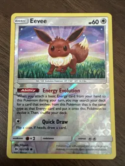 Pokemon Eevee 101/149 Sun & Moon Base Set Reverse Holo - Image 1