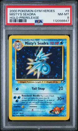 2000 POKEMON GYM HEROES HOLO-PRERELEASE #9 MISTY'S SEADRA PSA 8 - Image 1