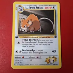 Lt. Surge's Raticate 53/132 Gym Challenge Regular First Edition Pokemon Card LP - Image 1