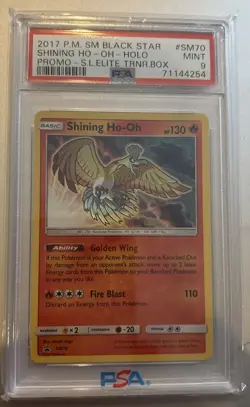 2017 POKEMON SM SHINING LEGENDS ETB #SM70 SHINING HO-OH-HOLO PSA 9 - Image 1