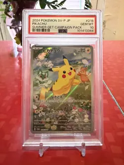 PIKACHU PSA 10 2023 POKEMON SV-P JAPANESE JP #218 SUMMER GET CAMPAIGN 694 - Image 1