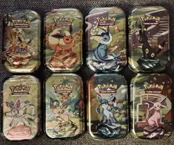 Pokemon TCG Prismatic Evolutions Set of 8 New/Sealed Mini Tins FULL ART SET! - Image 1