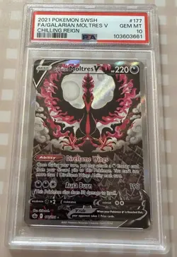 PSA 10 Galarian Moltres V Alternate Full Art 177/198 Chilling Reign English - Image 1
