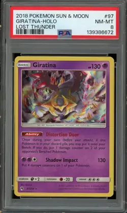 2018 Pokemon Sun & Moon Lost Thunder Giratina Holo #97 PSA 8 NM-Mint - Image 1