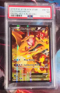 Pokemon Charizard EX XY121 Full Art Promo Holo Black Star Red & Blue PSA 7 - Image 1