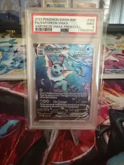 2021 POKEMON SWSH PREMIUM COLLECTION PROMO #182 FULL ART/VAPOREON VMAX PSA 9 - Image 1