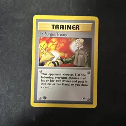 Pokemon TCG - Lt. Surge's Treaty (1ST EDITION) 112/132 - Gym Heroes (2000) - D2 - Image 1