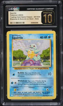 2023 Pokemon TCG Classic Collection Holo Squirtle #001 CGC 10 PRISTINE - Image 1