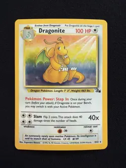 Pokemon Dragonite Holo 4/62 Fossil Unlimited WOTC 1999 Vintage Holo Rare LP - Image 1
