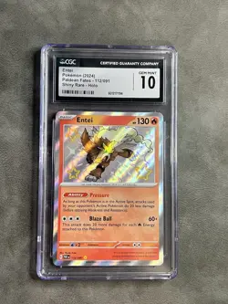 CGC 10 GEM MINT Entei 112/091 Scarlet & Violet Paldean Fates Shiny Holo Pokemon - Image 1