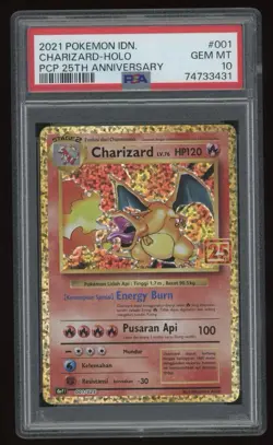 2021 Pokemon Indonesia PCP 25th Annviersary Charizard Holo PSA 10 #001 - Image 1