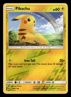 Pikachu 28/73 Reverse Holo SM Shining Legends Pokemon Card - Image 1