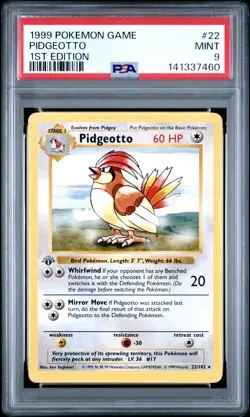1999 POKEMON BASE SET 1ST EDITION #22 PIDGEOTTO PSA 9 - Image 1