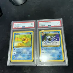 1999 Pokemon Fossil 1st Edition - PSYDUCK + GOLDUCK - PSA 9 Mint Set #53 #35 - Image 3