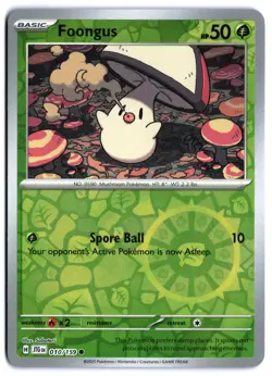 Foongus Common SV09: Journey Together 010/159 Reverse Holo NM Pokemon TCG - Image 1