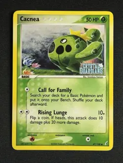 Pokemon Card - Cacnea Crystal Guardians 47/100 Common Reverse Holo Stamped MP - Image 1