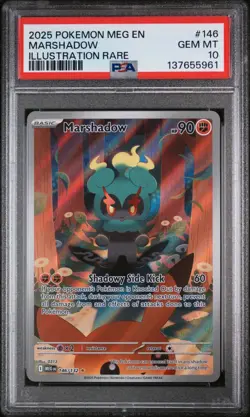 Pokemon Mega Evolution Marshadow Illus. Rare Card 146/132 PSA10 With Art insert - Image 1