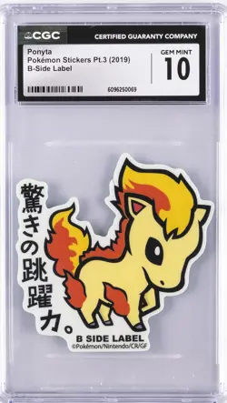 2019 POKEMON STICKERS PT. 3 B-SIDE LABEL PONYTA CGC 10 GEM MINT - Image 1