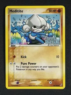 Pokemon Card - Meditite Crystal Guardians 56/100 Common Reverse Holo Stamped - Image 1