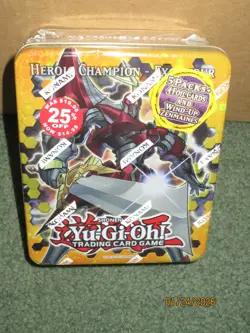 Yugioh 2012 Tin Heroic Champion - Excalibur + 5 packs + 4 Supers Factory Sealed - Image 1