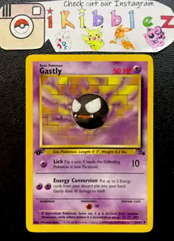 Gastly 33/62 LP 1st Edition WoTC Fossil Set Pokemon Card. Free Tracked Shipping! - Image 1