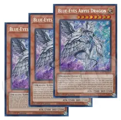 Yugioh - Blue-Eyes Abyss Dragon x 3 1st Edition Secret Rare NM - Free Holo Card - Image 1