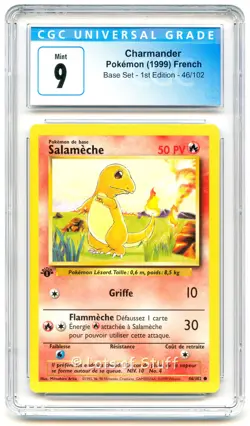 CGC 9 MINT French Charmander Salameche Base 1st Edition 1999 Pokemon 46/102 -42 - Image 1