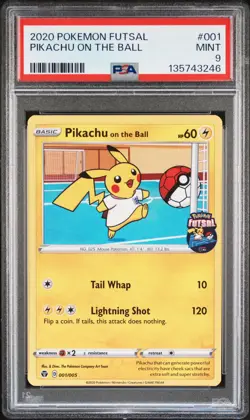 2020 POKEMON FUTSAL #001 PIKACHU ON THE BALL PSA 9 - Image 1